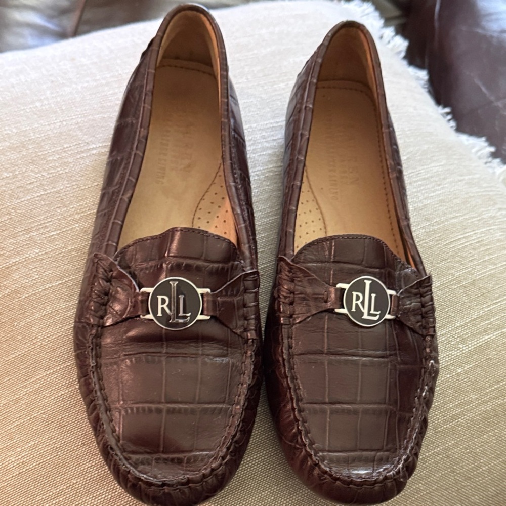 Ralph Lauren Dark Brown Embossed Loafers
